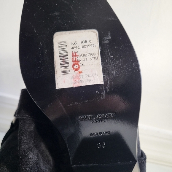 Saint Laurent Hara Suede Strap Black Booties NWT Size 6 US/6 IT - Picture 14 of 14